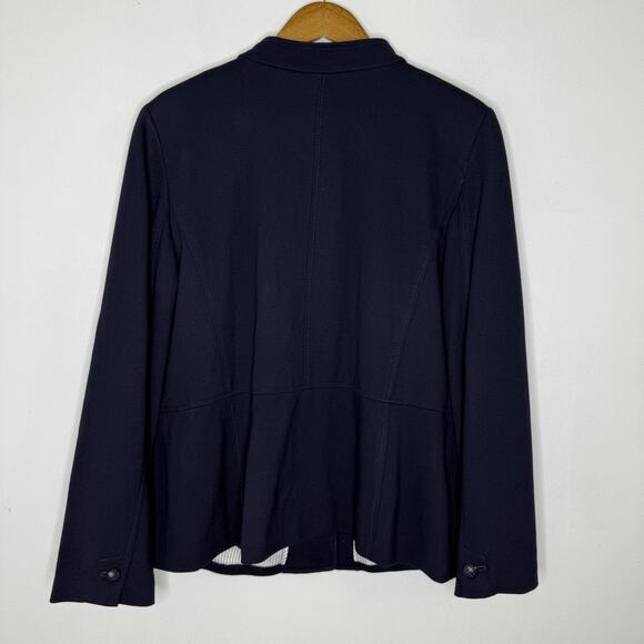 Talbots Jacket Womens 16 Navy Stand Collar Blazer Button Front Pockets Lined NEW - Picture 7 of 9